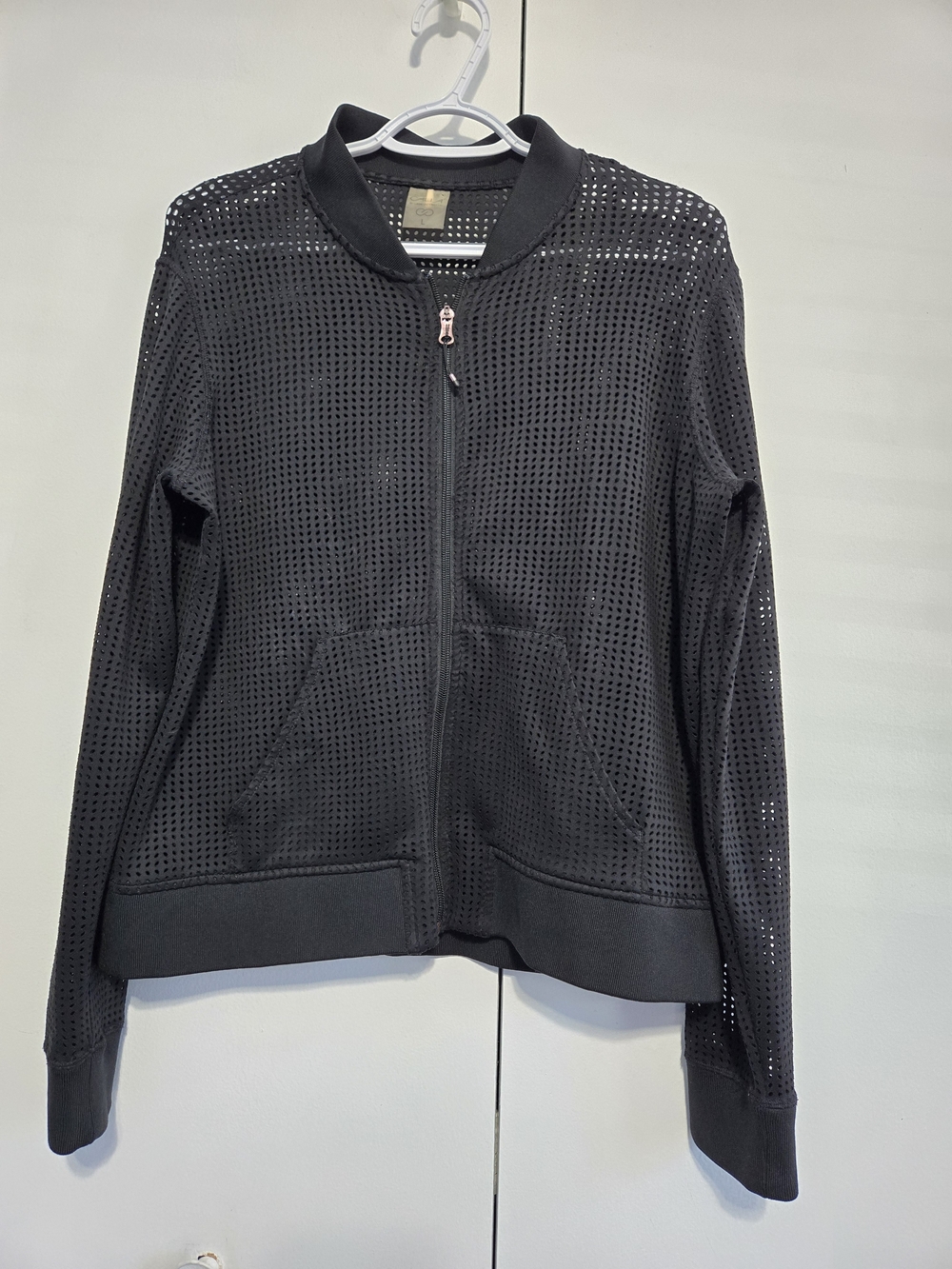 Calia Carrie Underwood Large Black Perforated Mesh Full Zip Jacket